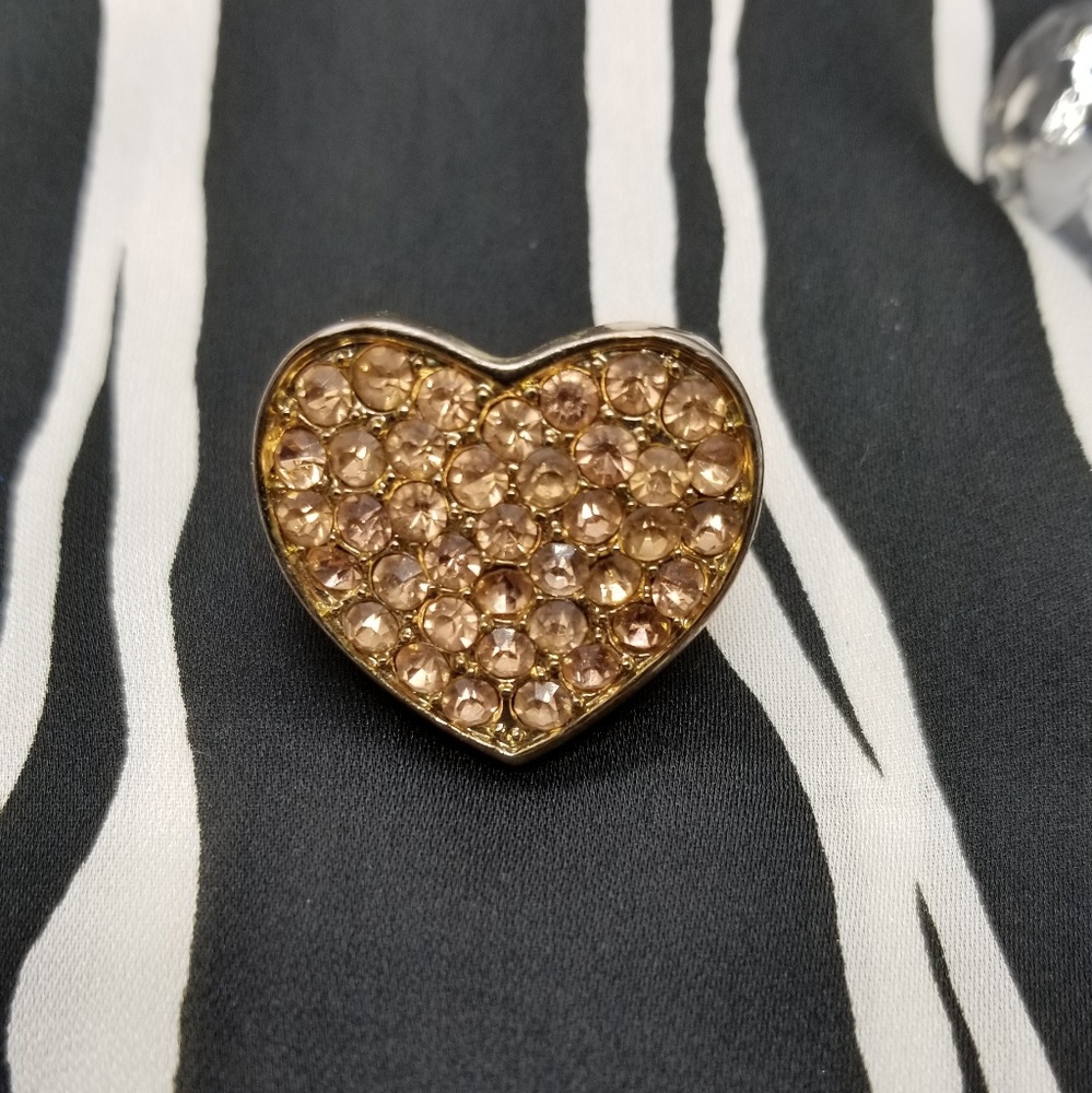 Rose gold boho style rhinestone heart ring
